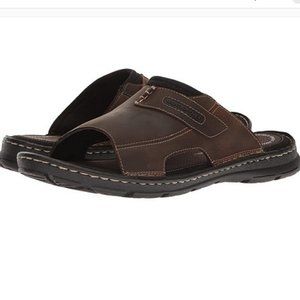ROCKPORT Men's Brown Leather Slide Sandals 14 Wide